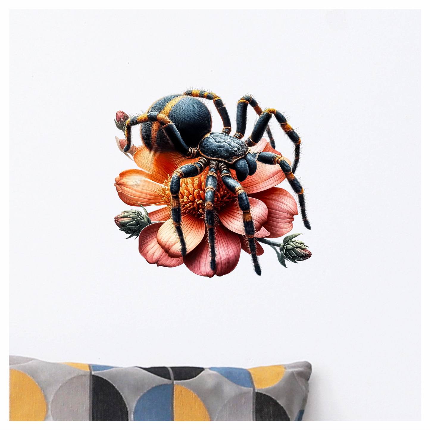 Spider Tarantula Flower Pink Color Vinyl Sticker Decal
