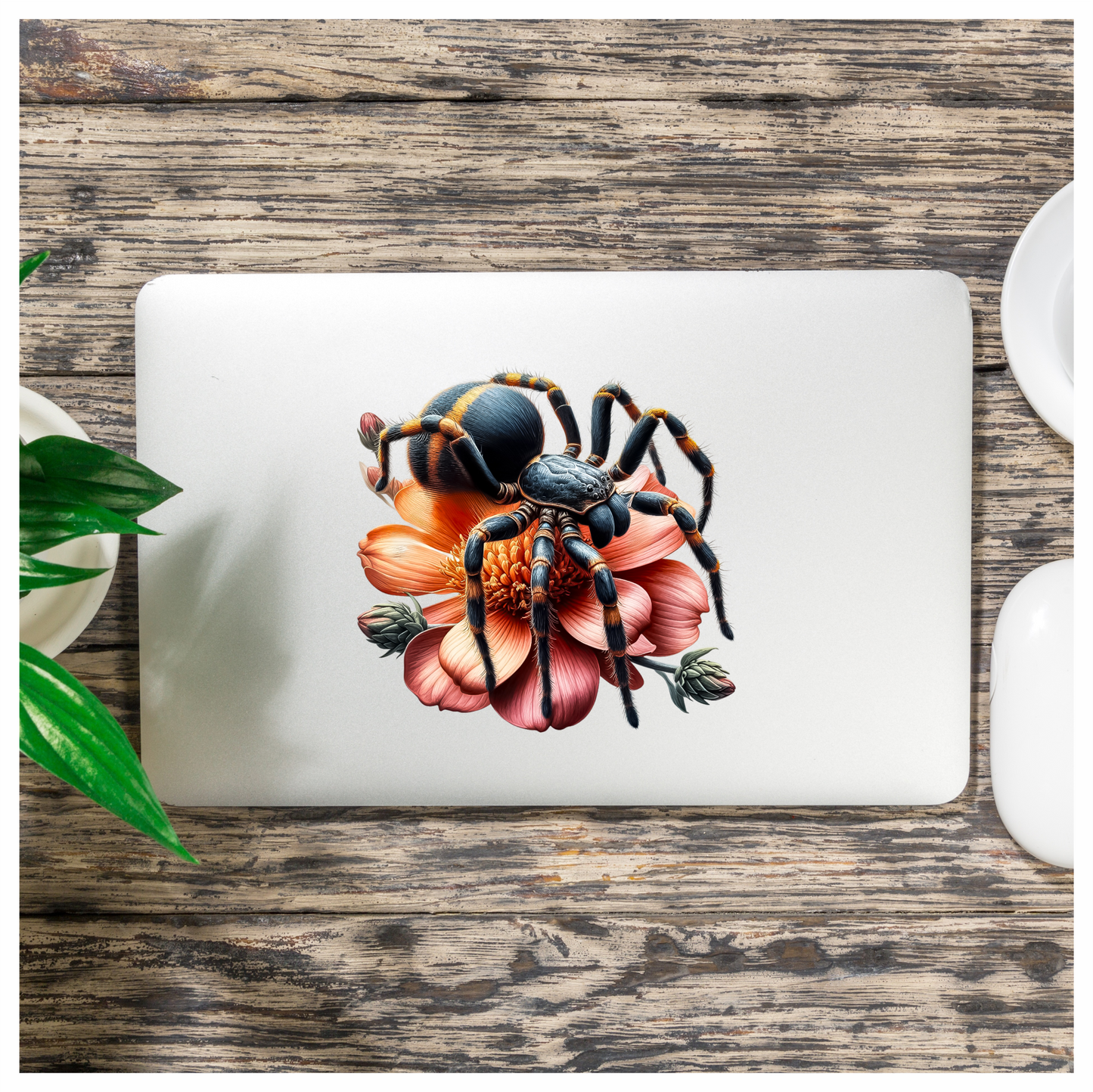 Spider Tarantula Flower Pink Color Vinyl Sticker Decal