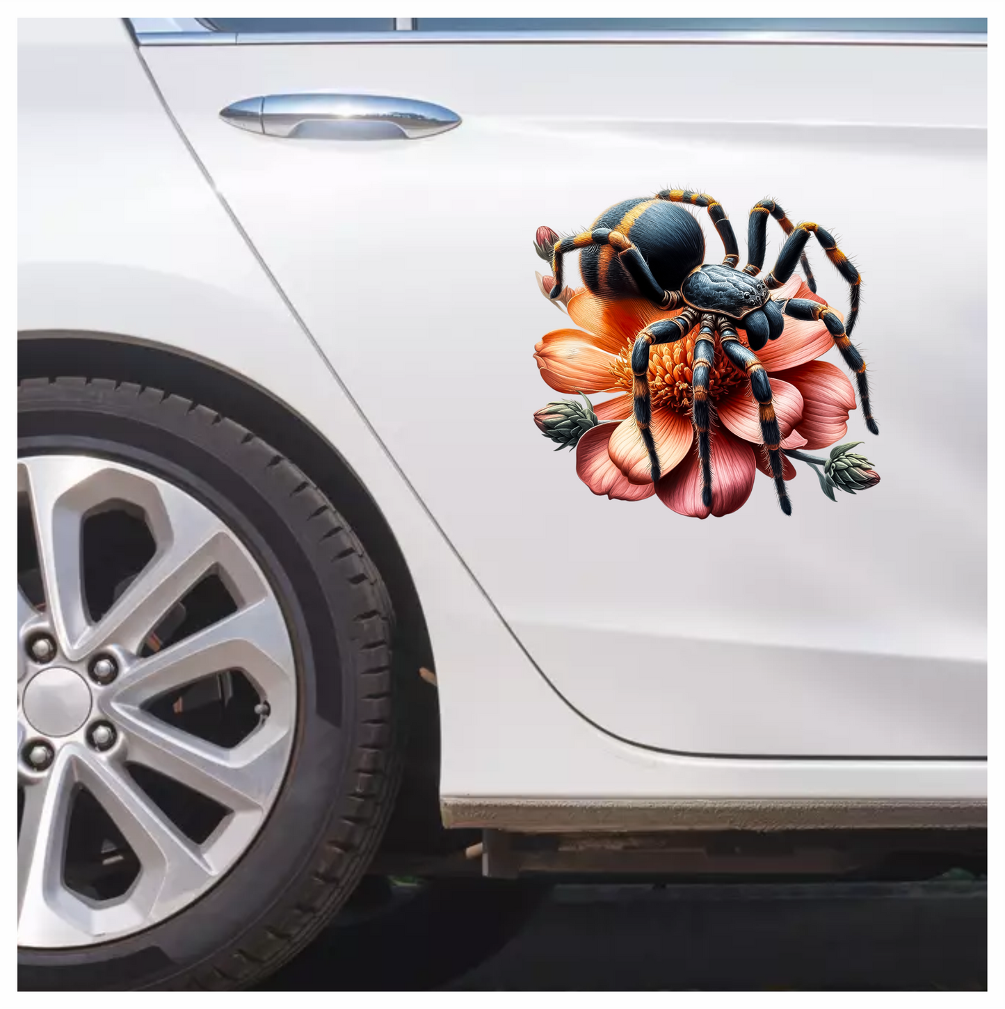 Spider Tarantula Flower Pink Color Vinyl Sticker Decal