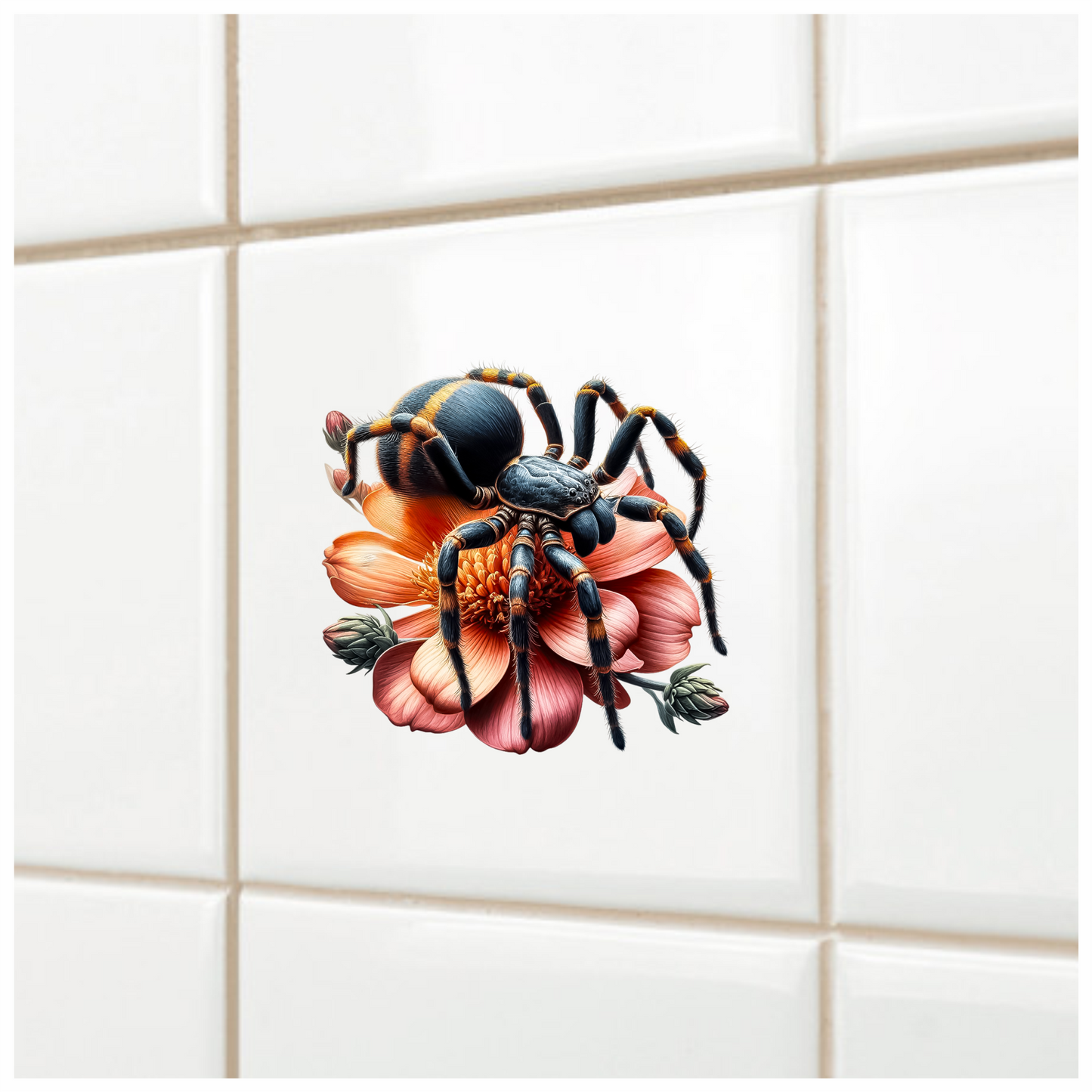 Spider Tarantula Flower Pink Color Vinyl Sticker Decal