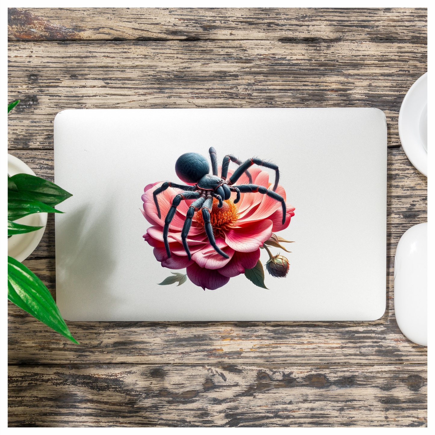 Spider Blue Flower Pink Tarantula Nature Vinyl Sticker Decal