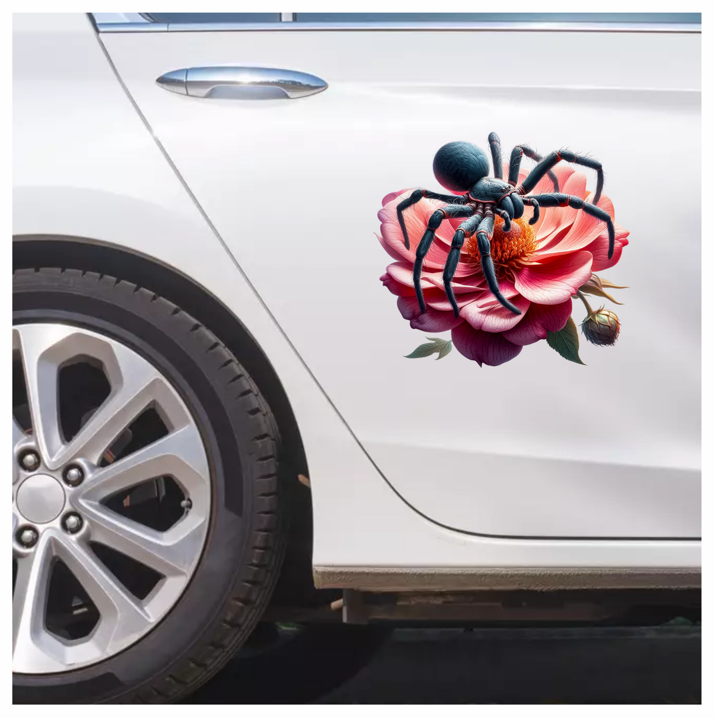 Spider Blue Flower Pink Tarantula Nature Vinyl Sticker Decal