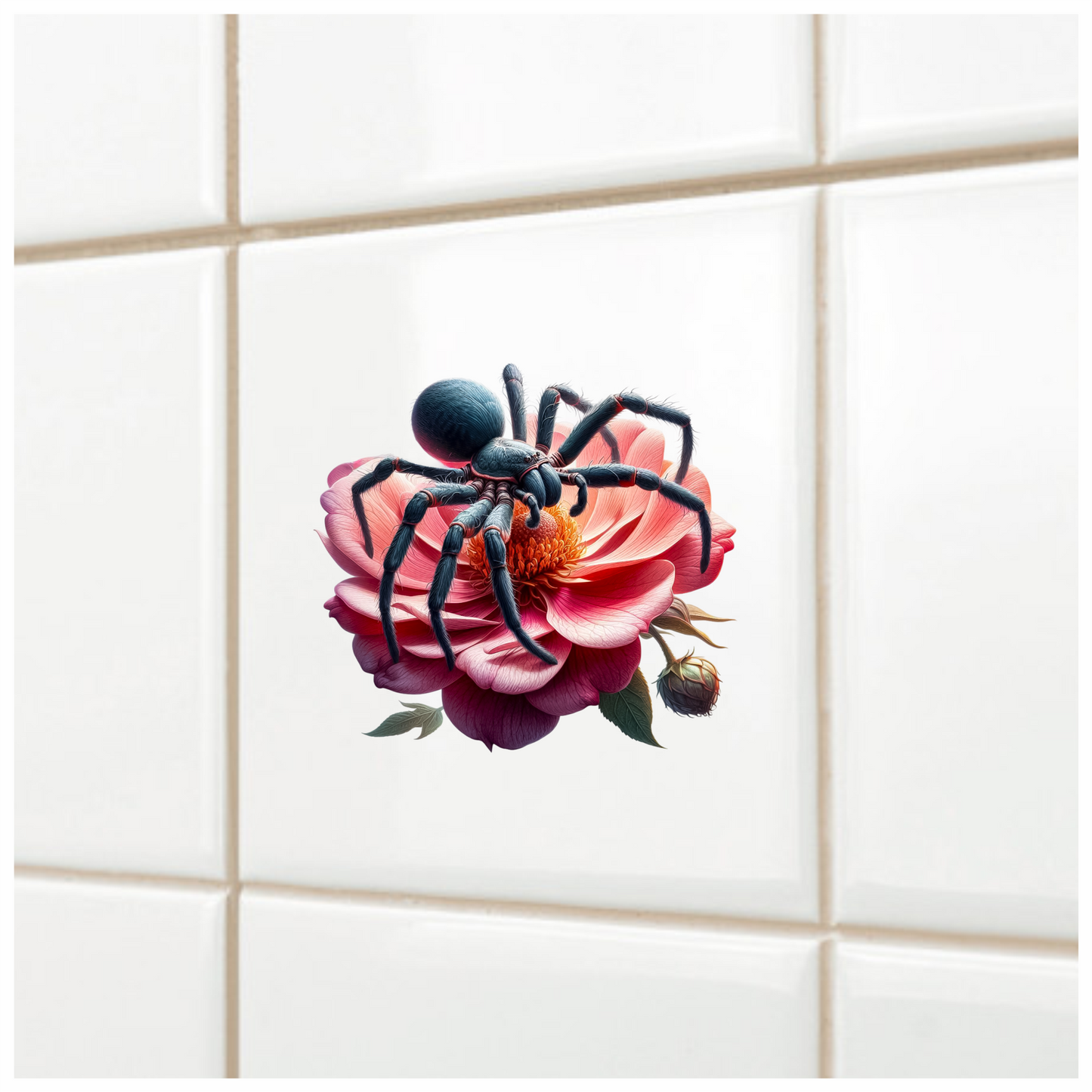 Spider Blue Flower Pink Tarantula Nature Vinyl Sticker Decal
