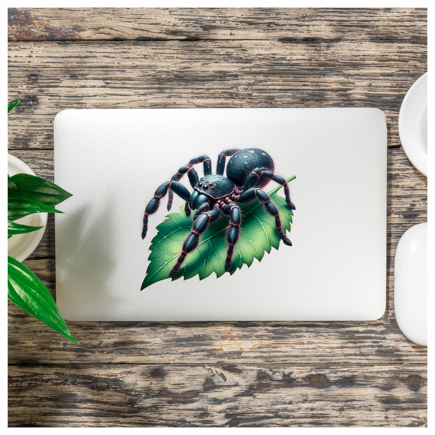 Spider Blue Tarantula Leaf Vinyl Sticker Decal