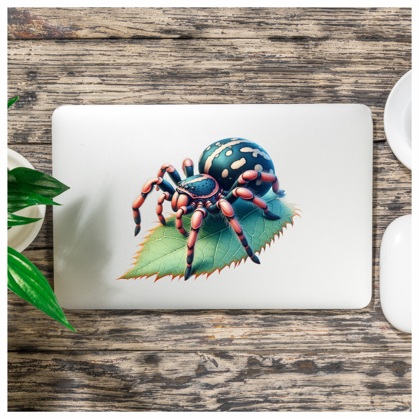Spider Blue Leaf Tarantula Nature Vinyl Sticker Decal