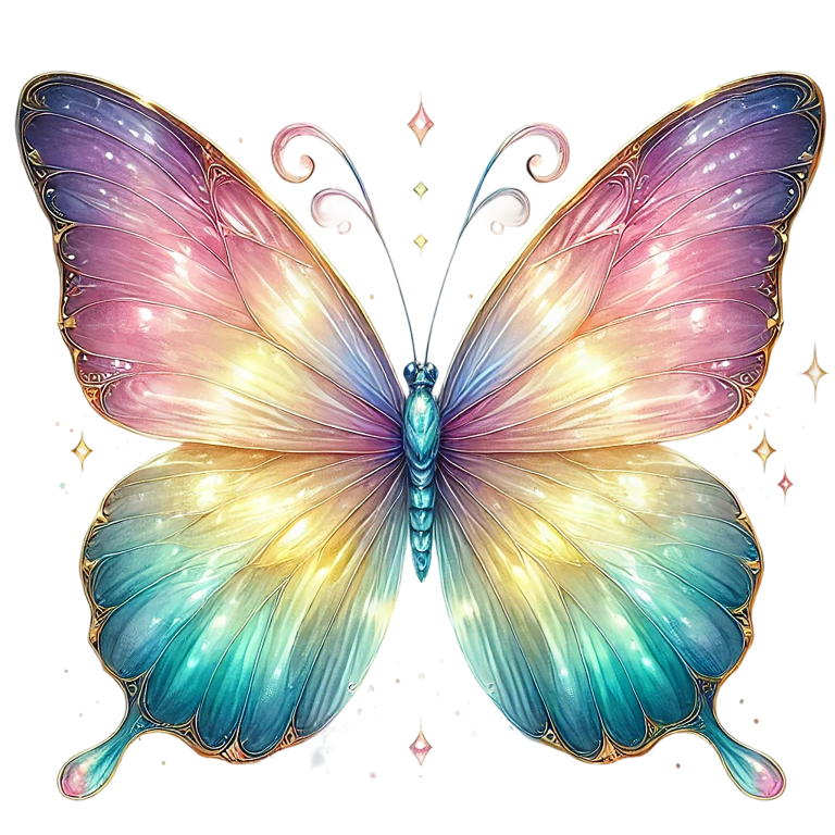 Butterfly Pink Blue Sparkles Wings Bright Vinyl Sticker Decal