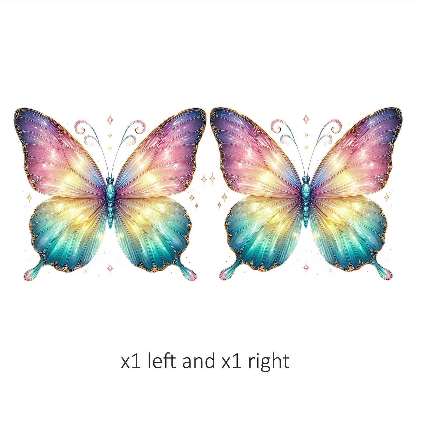 Butterfly Pink Blue Sparkles Wings Bright Vinyl Sticker Decal