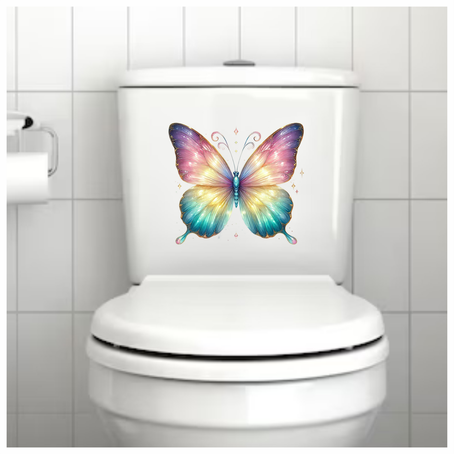 Butterfly Pink Blue Sparkles Wings Bright Vinyl Sticker Decal