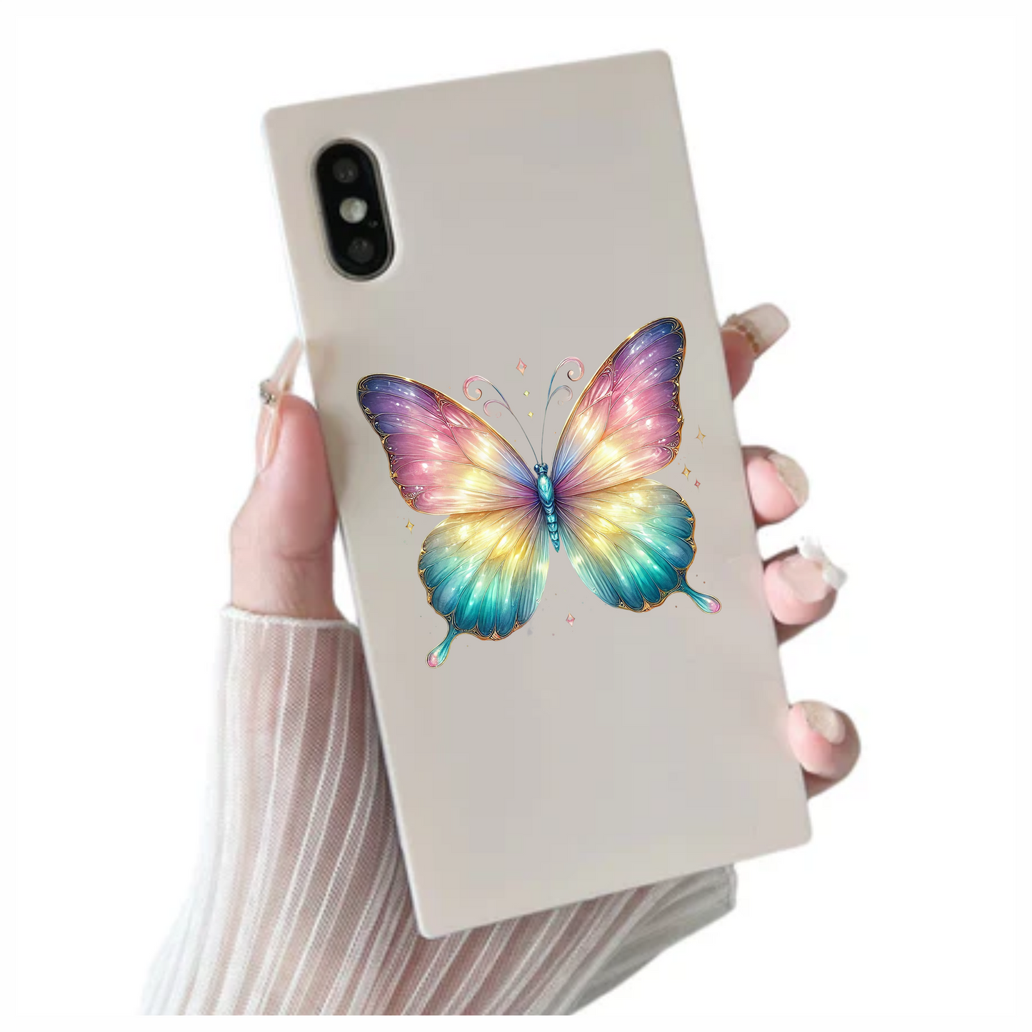 Butterfly Pink Blue Sparkles Wings Bright Vinyl Sticker Decal
