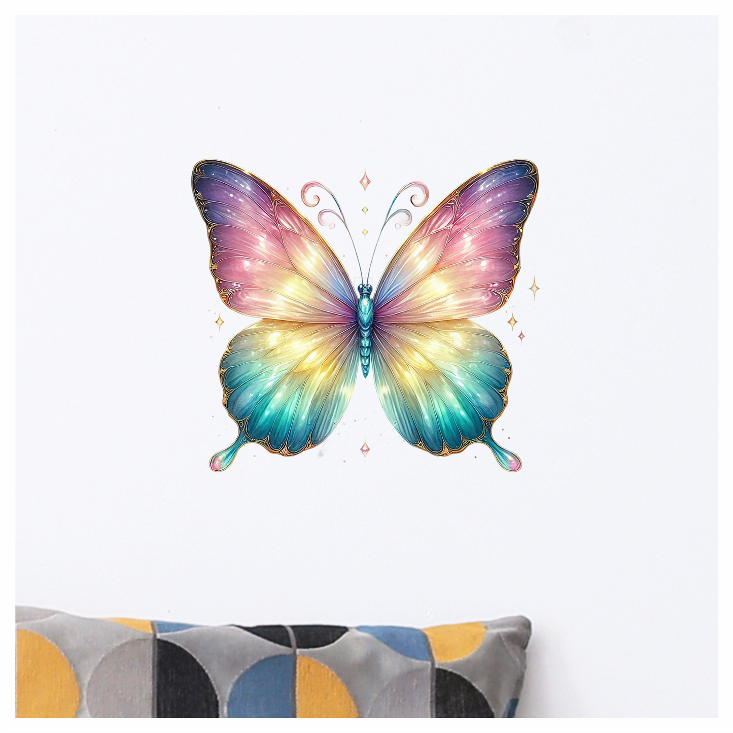 Butterfly Pink Blue Sparkles Wings Bright Vinyl Sticker Decal