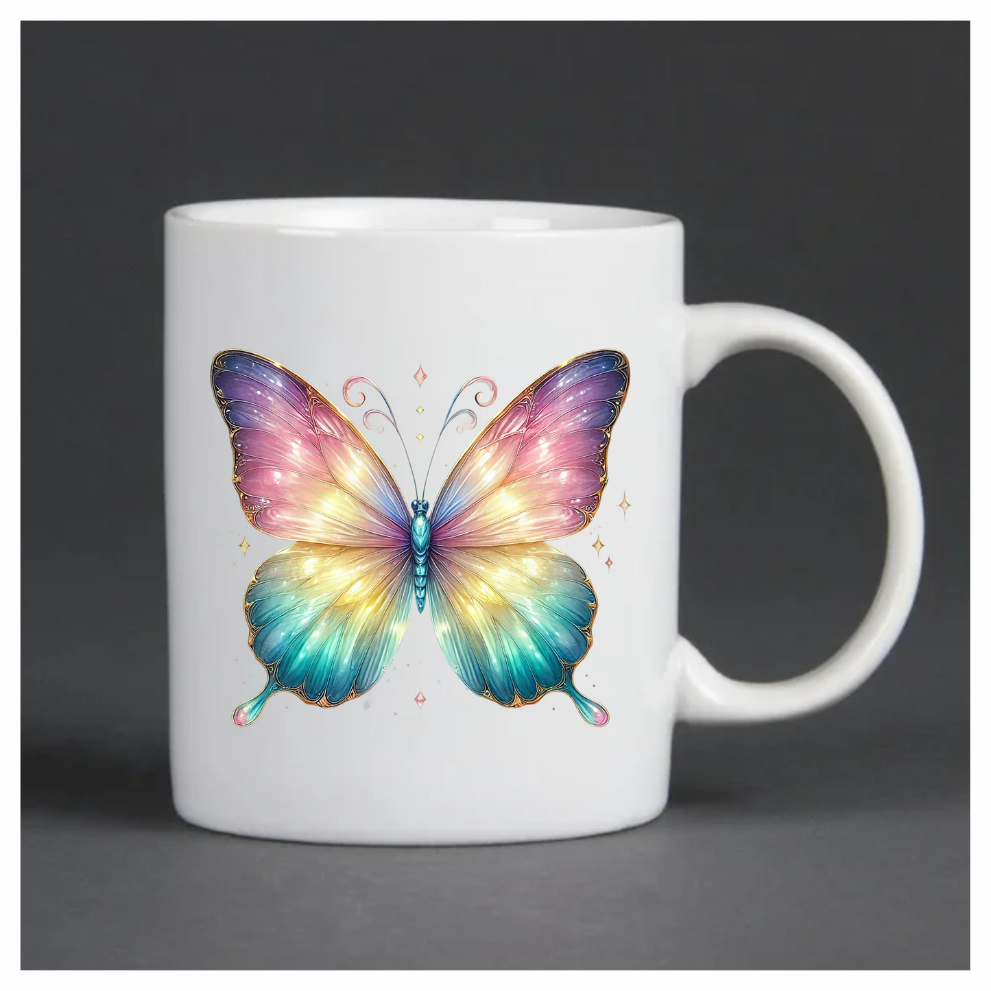 Butterfly Pink Blue Sparkles Wings Bright Vinyl Sticker Decal