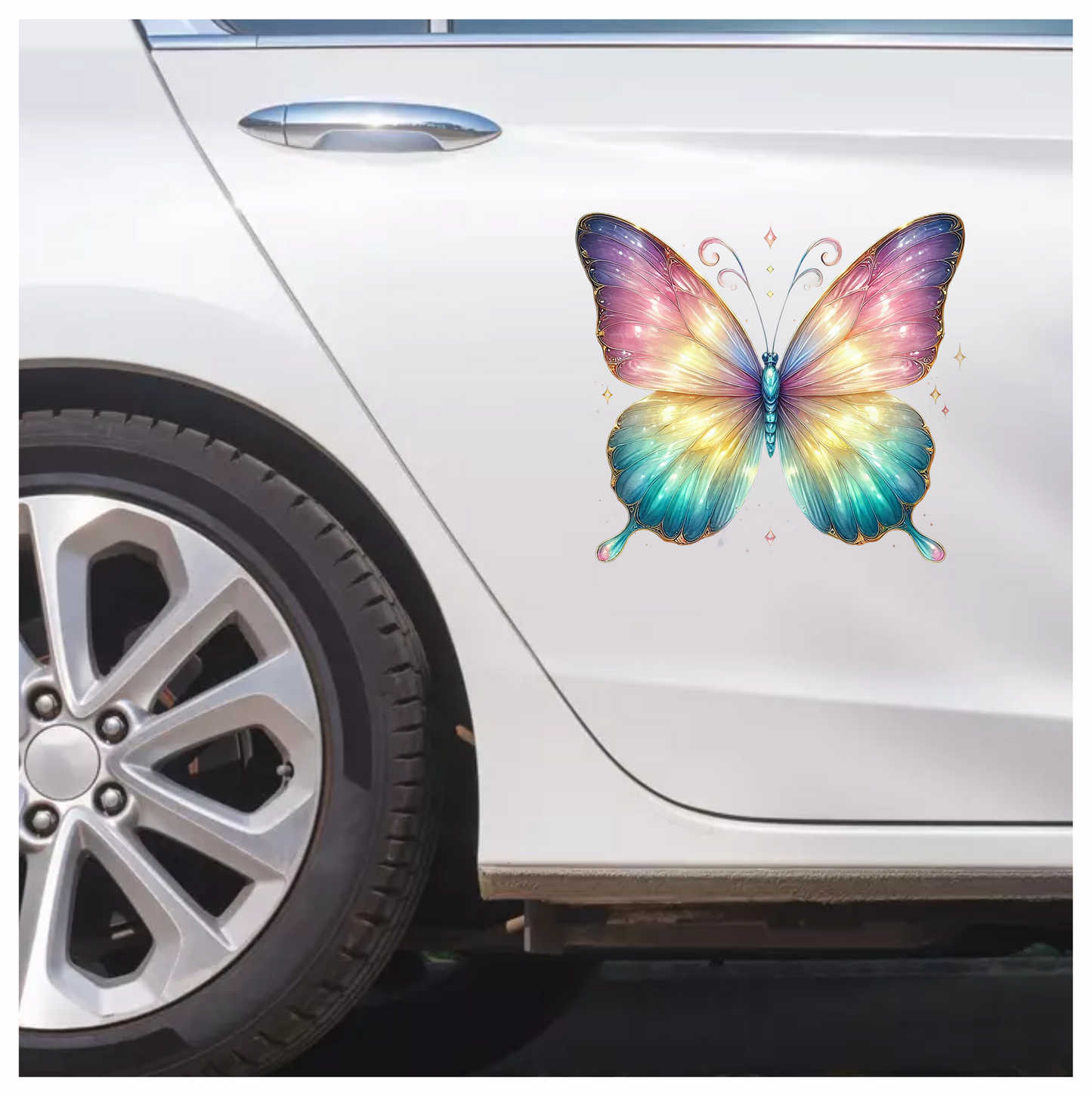 Butterfly Pink Blue Sparkles Wings Bright Vinyl Sticker Decal