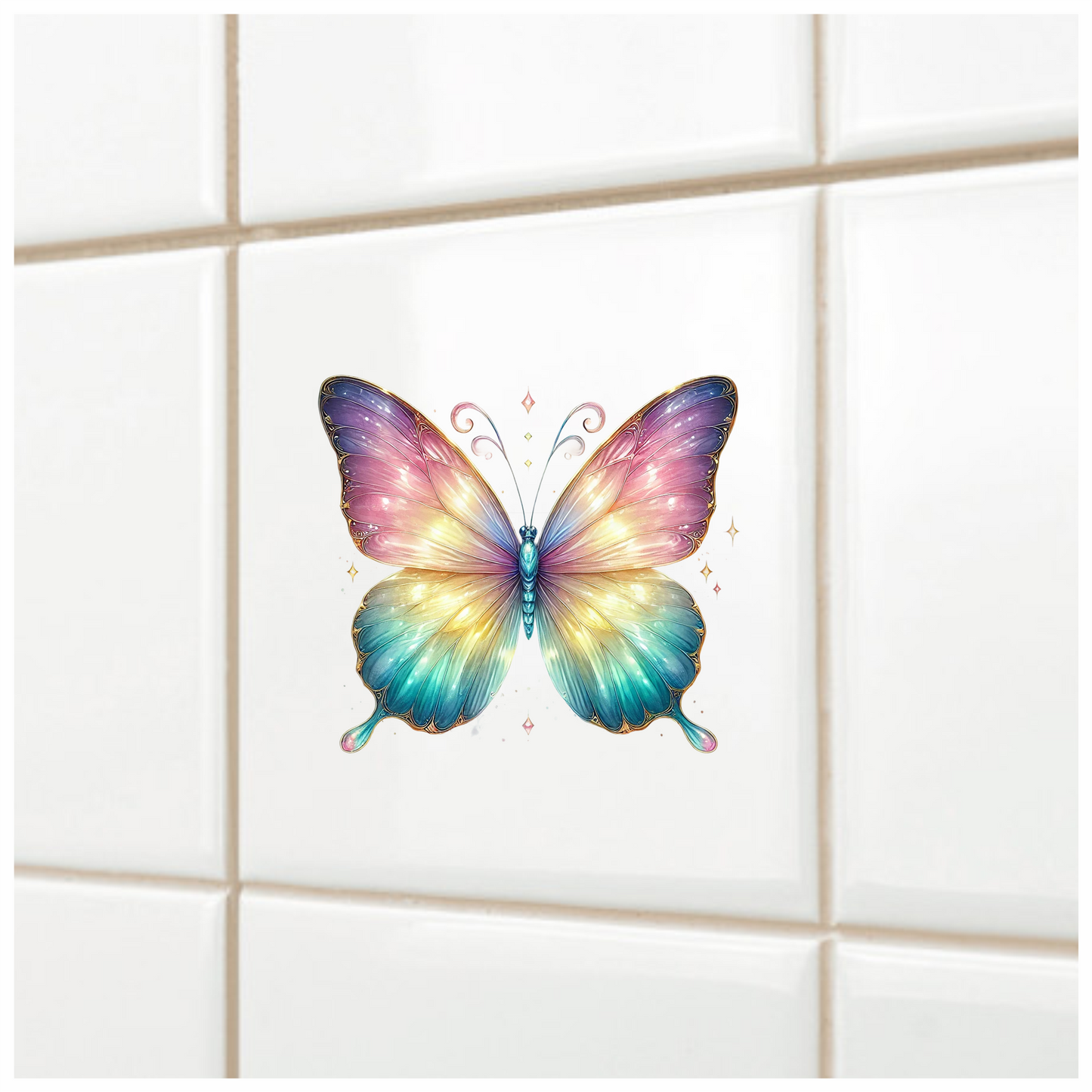 Butterfly Pink Blue Sparkles Wings Bright Vinyl Sticker Decal