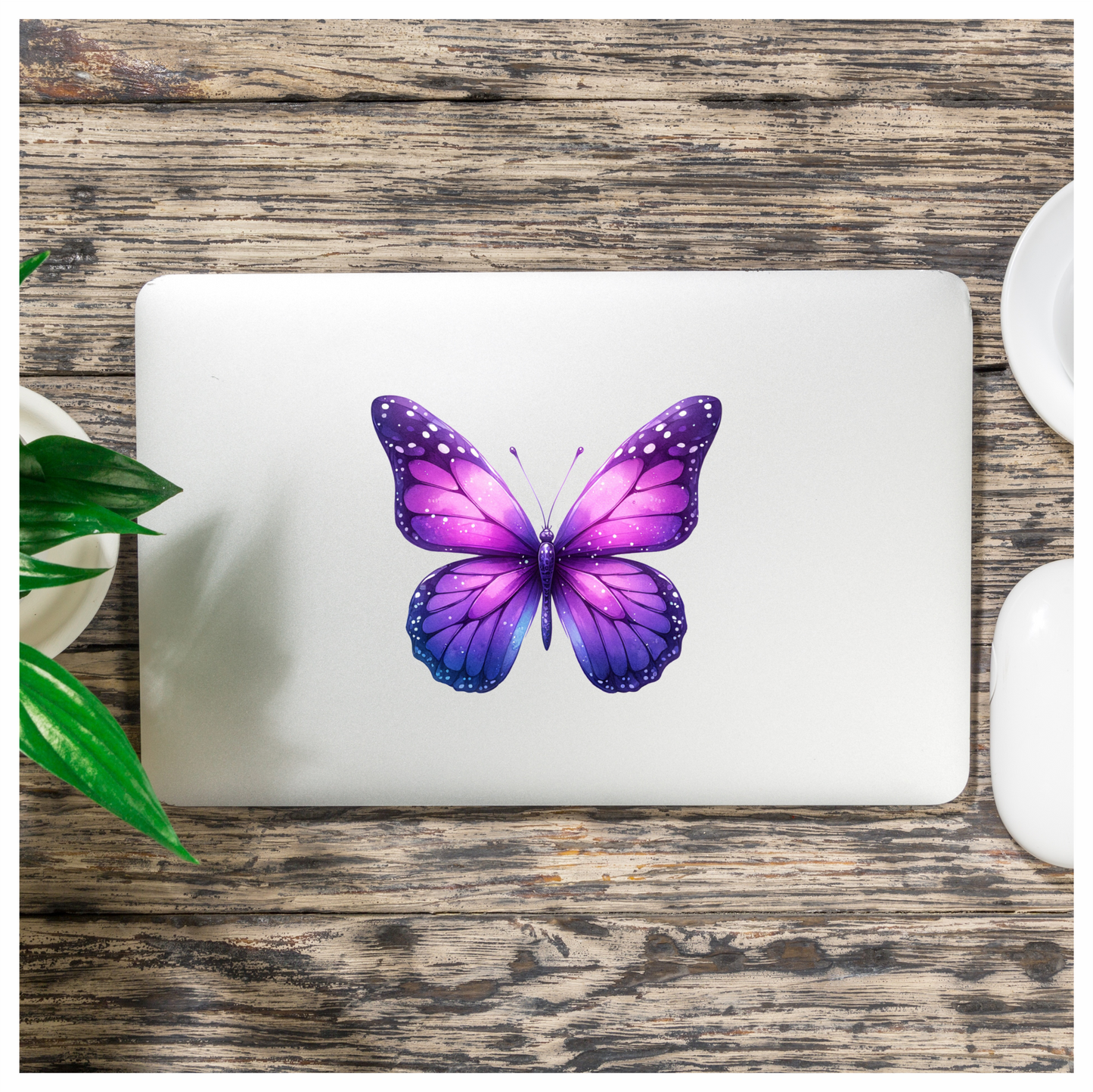 Purple Butterfly Wings Open Symmetrical Vinyl Sticker Decal