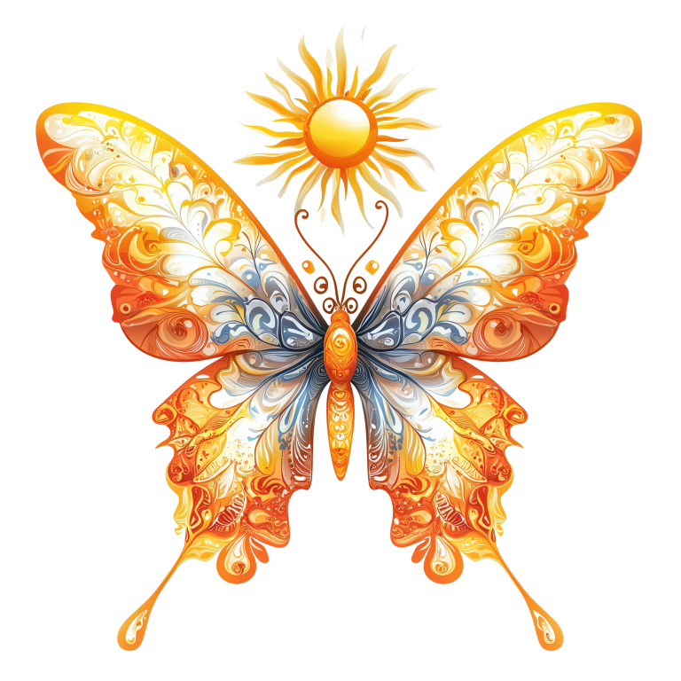 Bright Butterfly Yellow Sun Vinyl Sticker Decal