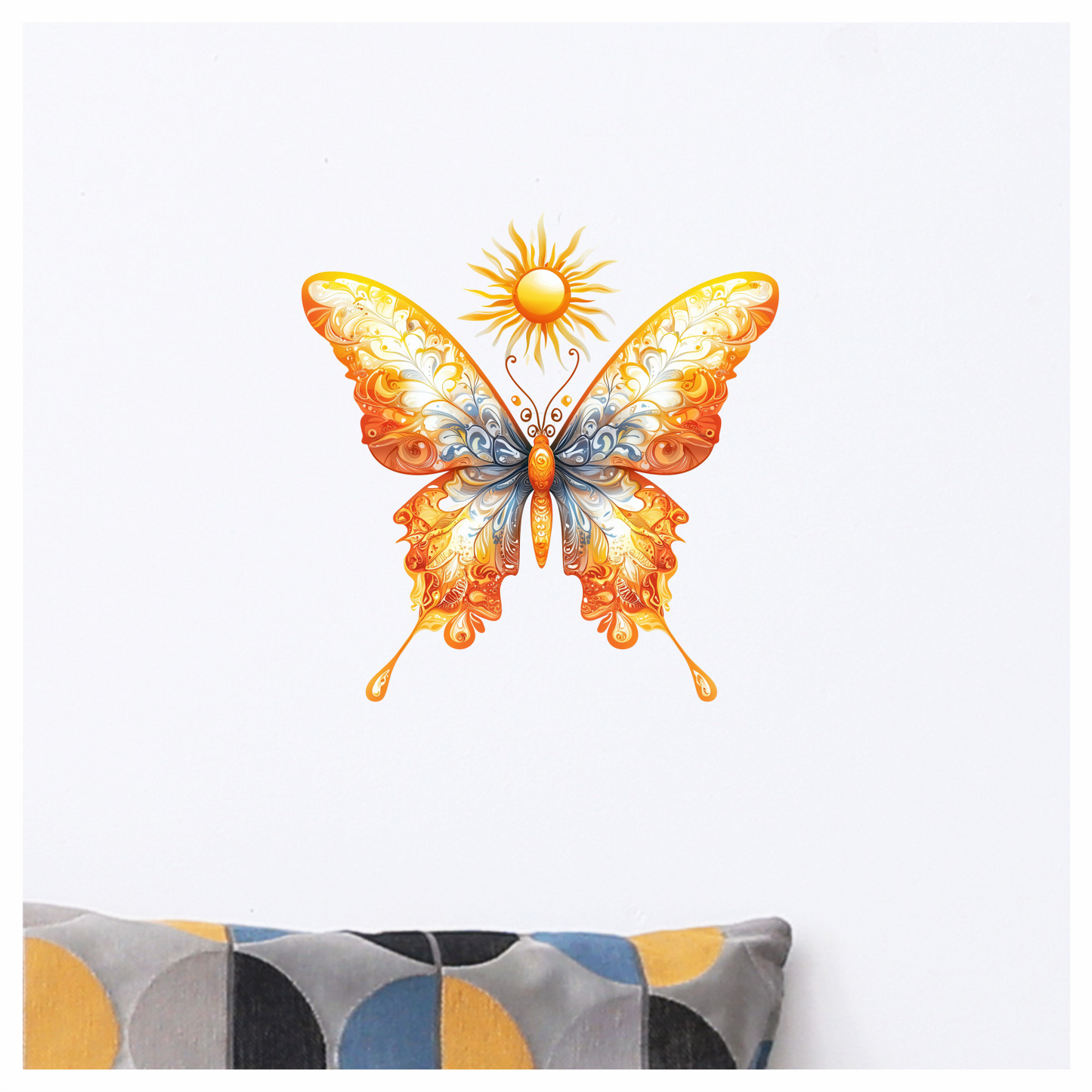 Bright Butterfly Yellow Sun Vinyl Sticker Decal
