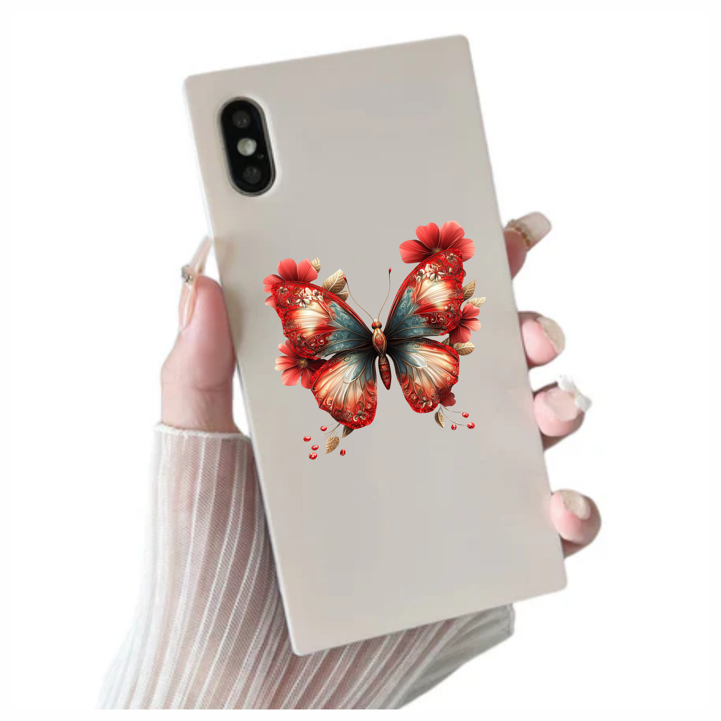 Red Butterfly Flowers Nature Decor Vinyl Sticker Decal