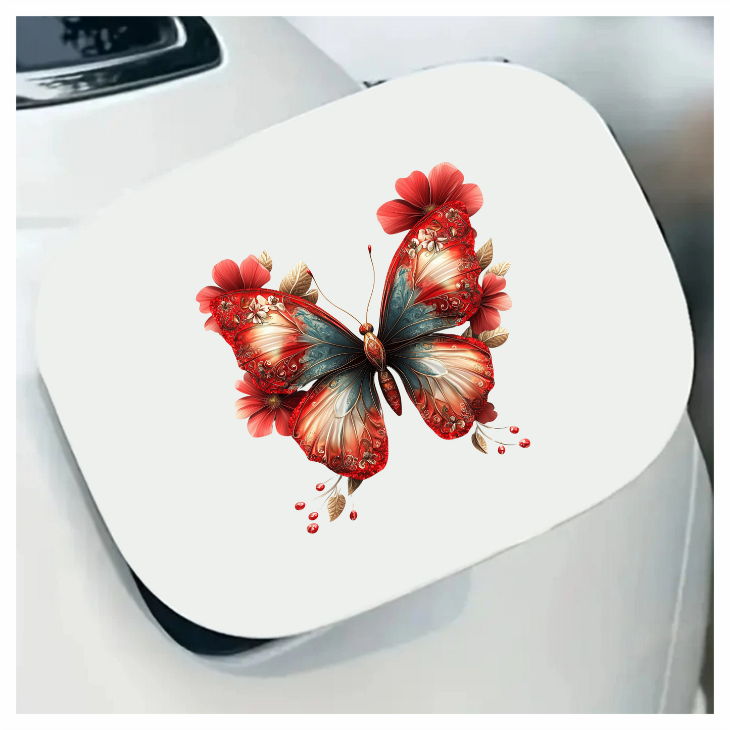 Red Butterfly Flowers Nature Decor Vinyl Sticker Decal