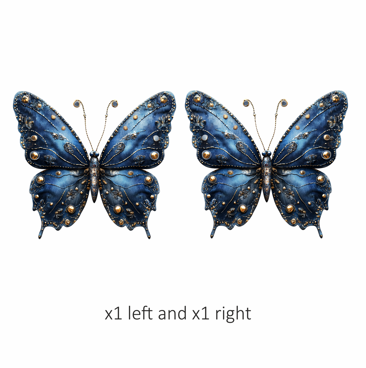 Blue Butterfly Metal Design Floral Vinyl Sticker Decal