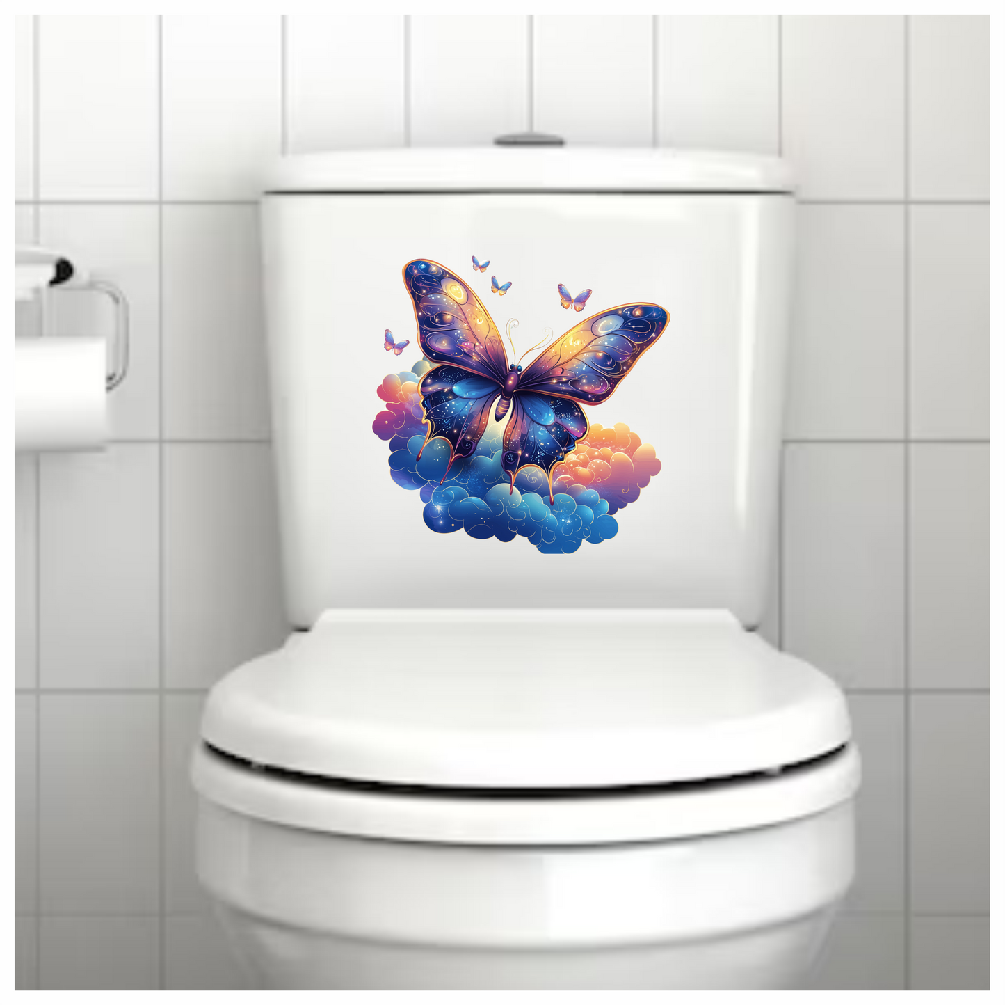 Butterfly Purple Blue Clouds Flying Vinyl Sticker Decal