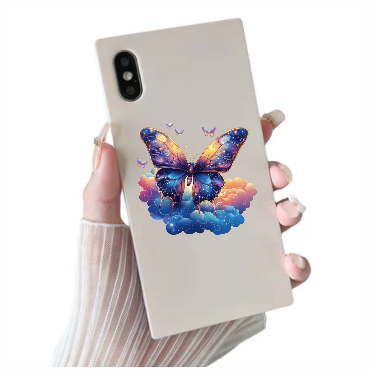 Butterfly Purple Blue Clouds Flying Vinyl Sticker Decal