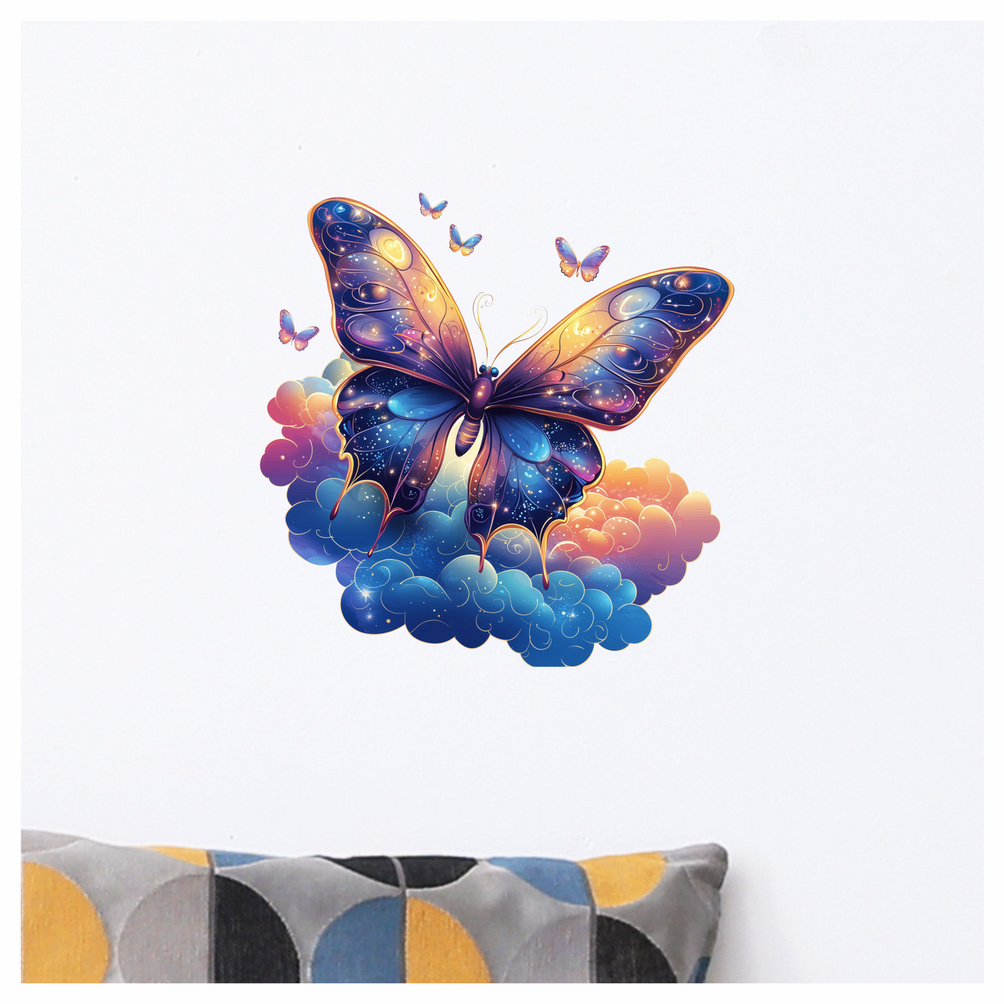 Butterfly Purple Blue Clouds Flying Vinyl Sticker Decal
