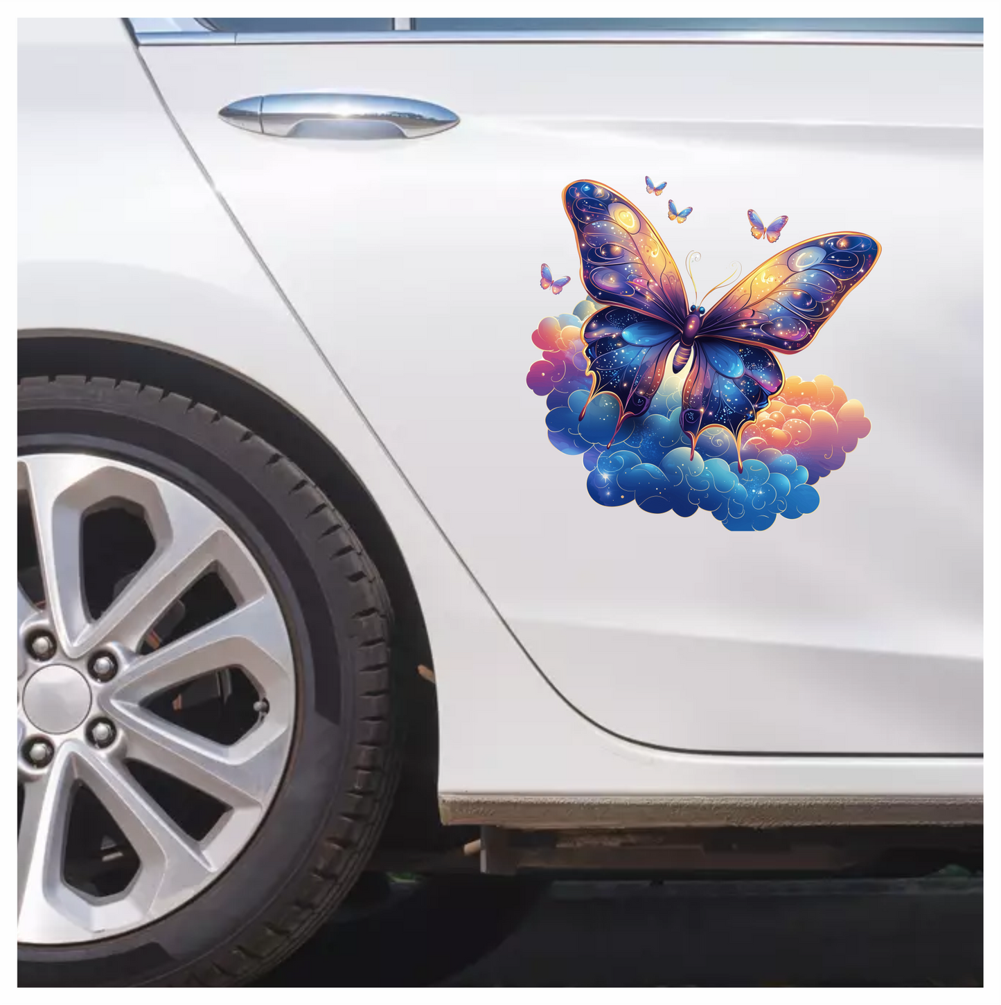 Butterfly Purple Blue Clouds Flying Vinyl Sticker Decal