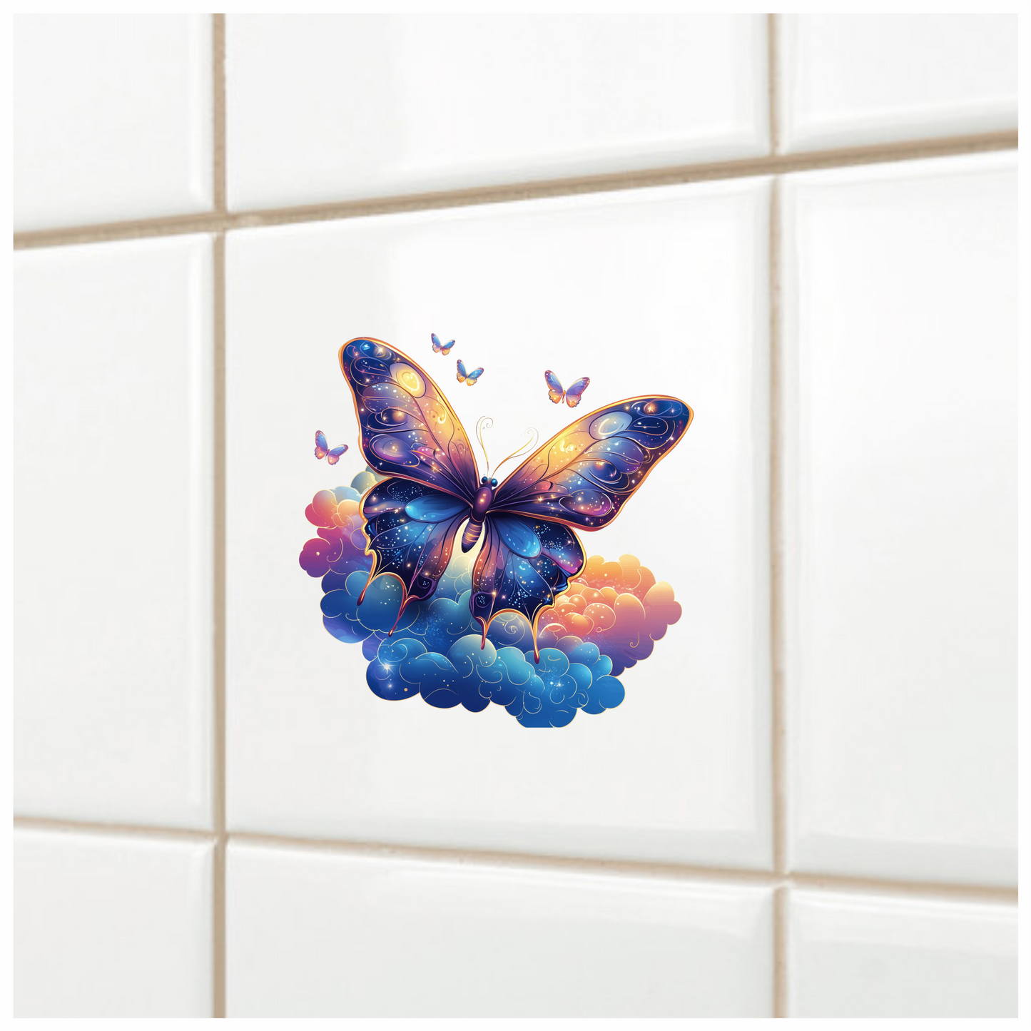 Butterfly Purple Blue Clouds Flying Vinyl Sticker Decal