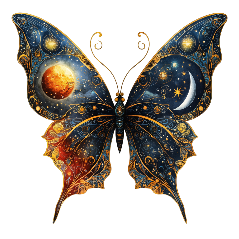 Butterfly Blue Moon Stars Planet Vinyl Sticker Decal