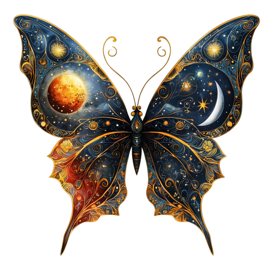 Butterfly Blue Moon Stars Planet Vinyl Sticker Decal