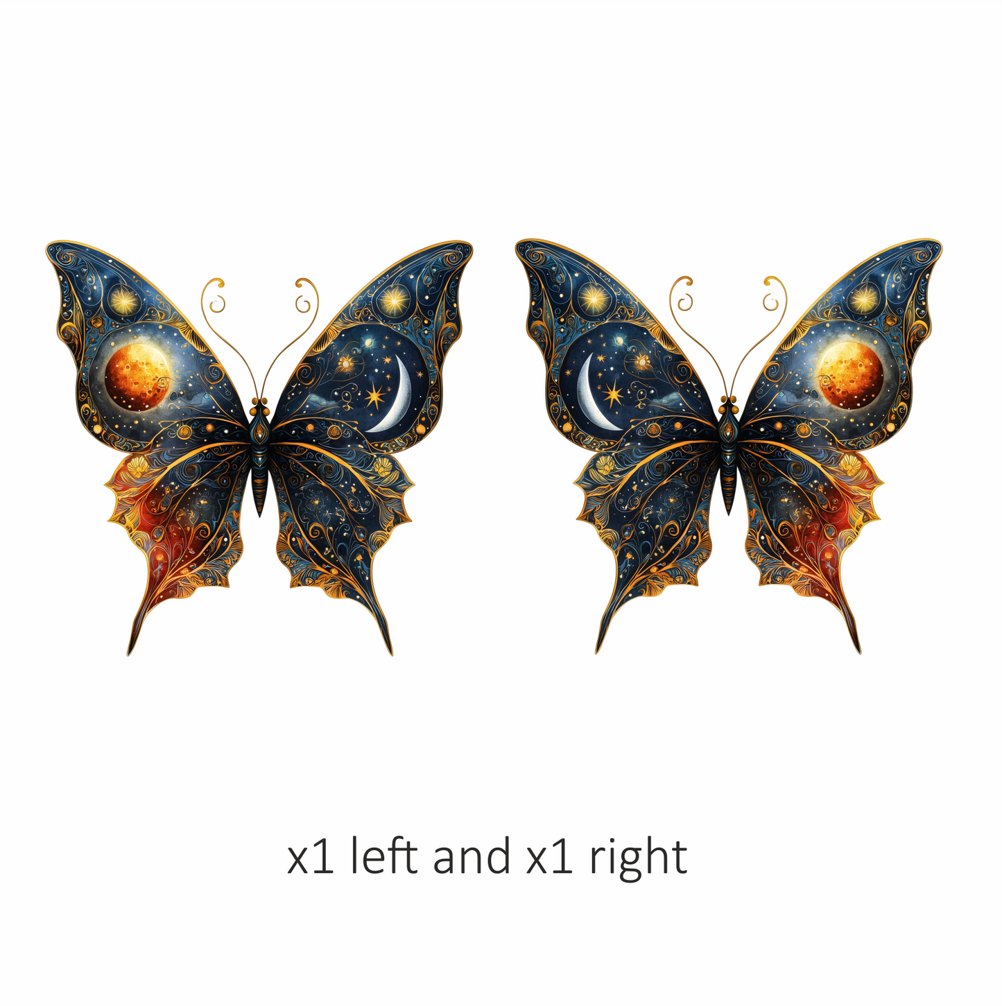 Butterfly Blue Moon Stars Planet Vinyl Sticker Decal