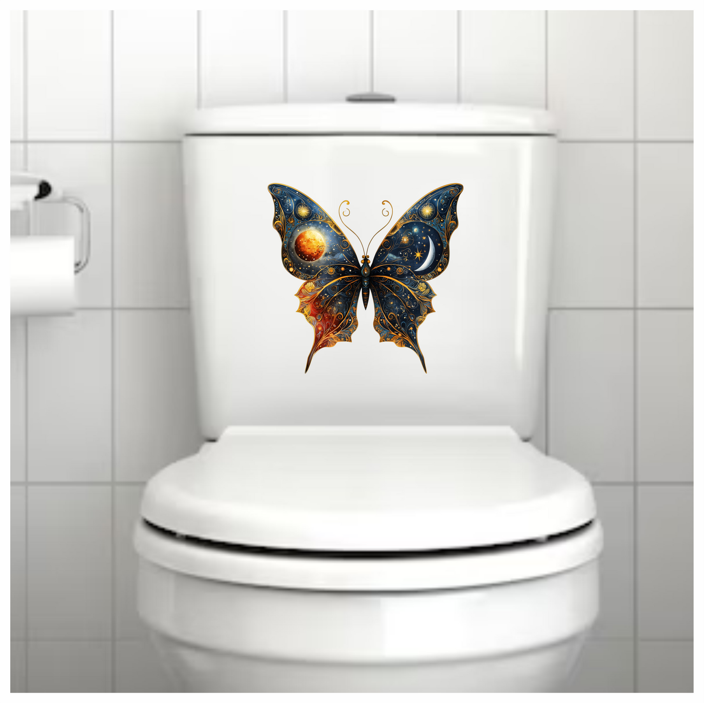 Butterfly Blue Moon Stars Planet Vinyl Sticker Decal