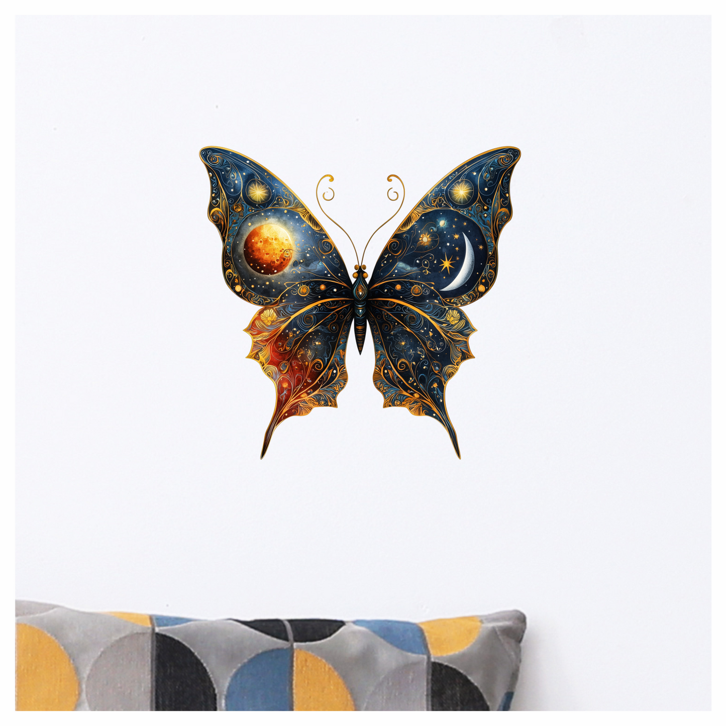 Butterfly Blue Moon Stars Planet Vinyl Sticker Decal