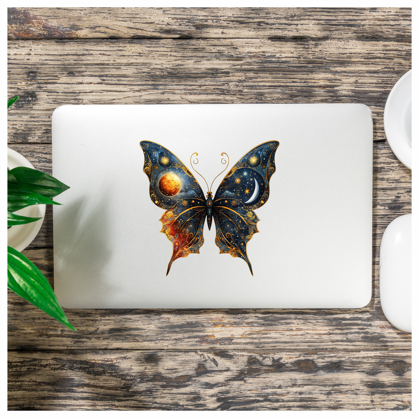 Butterfly Blue Moon Stars Planet Vinyl Sticker Decal