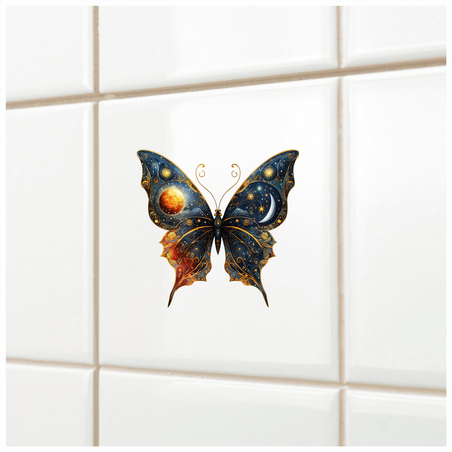 Butterfly Blue Moon Stars Planet Vinyl Sticker Decal
