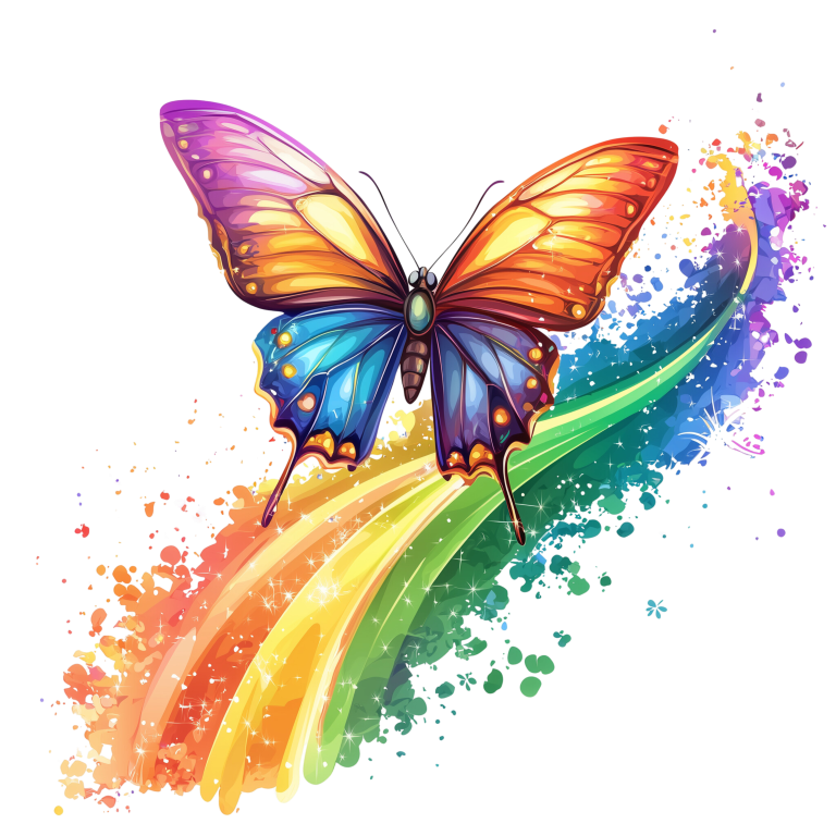 Butterfly Rainbow Colorful Bright Vinyl Sticker Decal