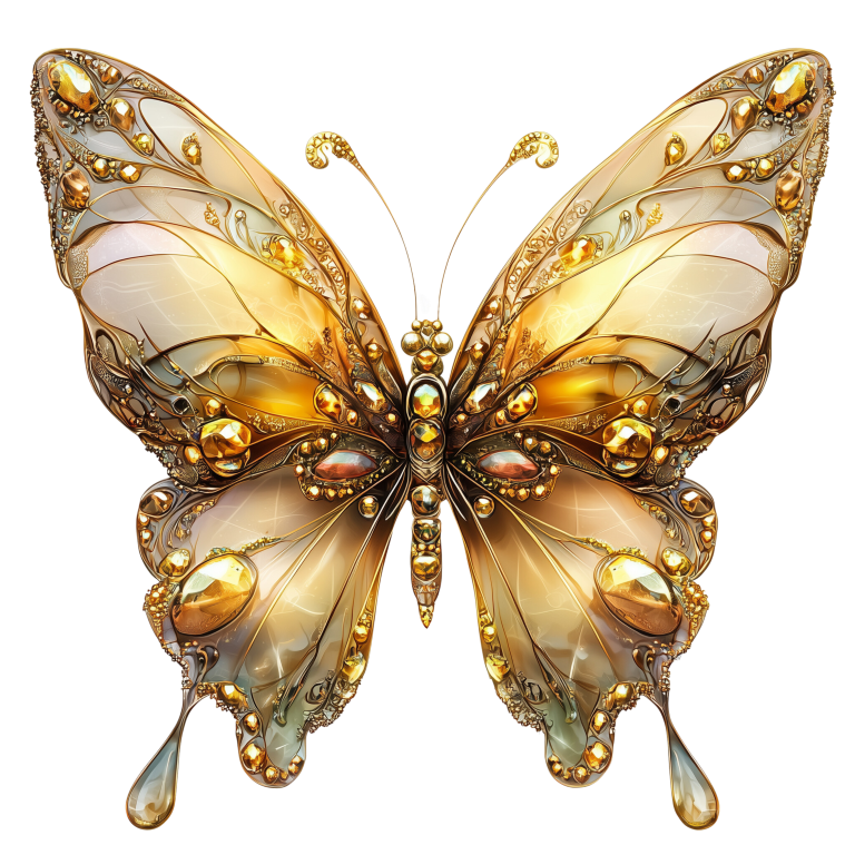Butterfly Gold Color Insect Detailed Elegant Vinyl Sticker Decal
