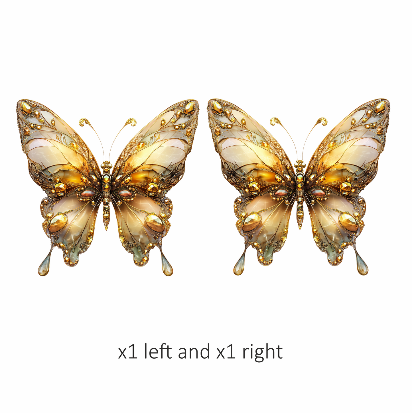 Butterfly Gold Color Insect Detailed Elegant Vinyl Sticker Decal