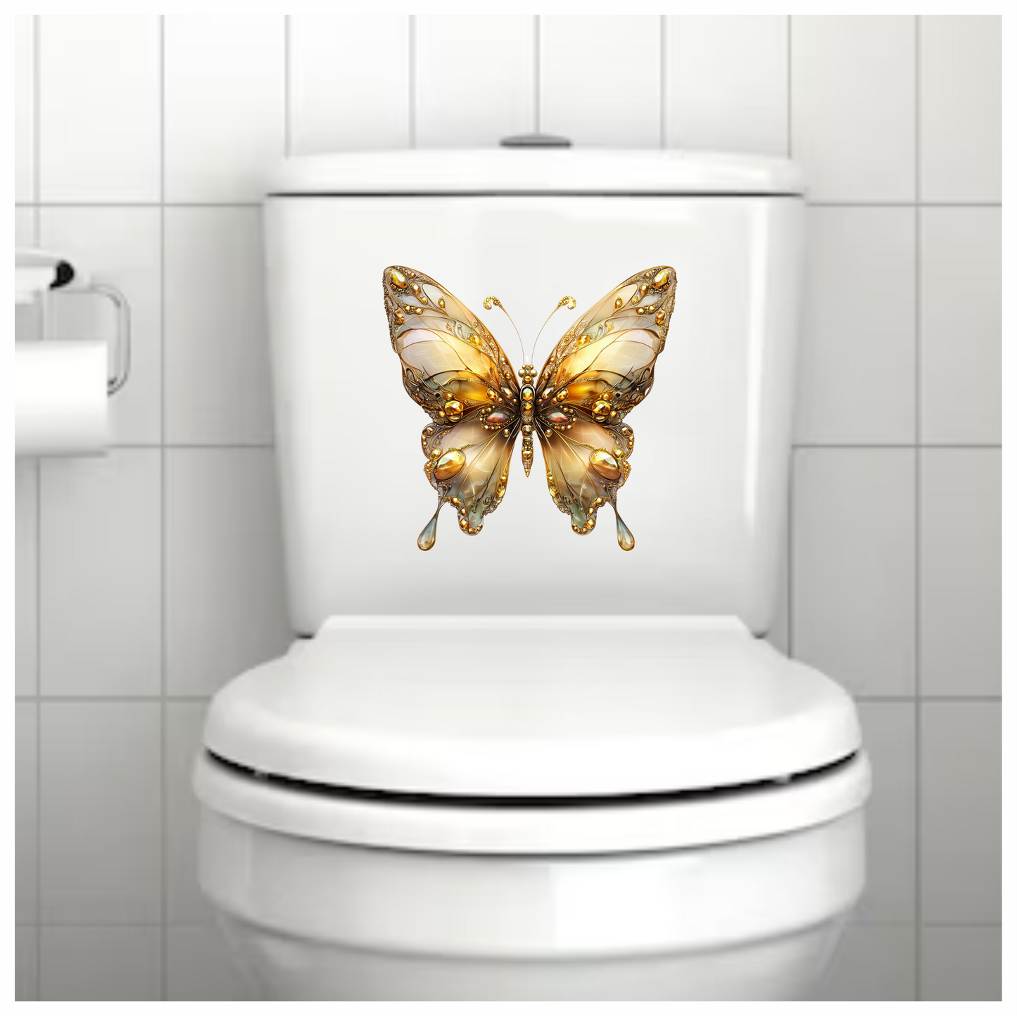 Butterfly Gold Color Insect Detailed Elegant Vinyl Sticker Decal