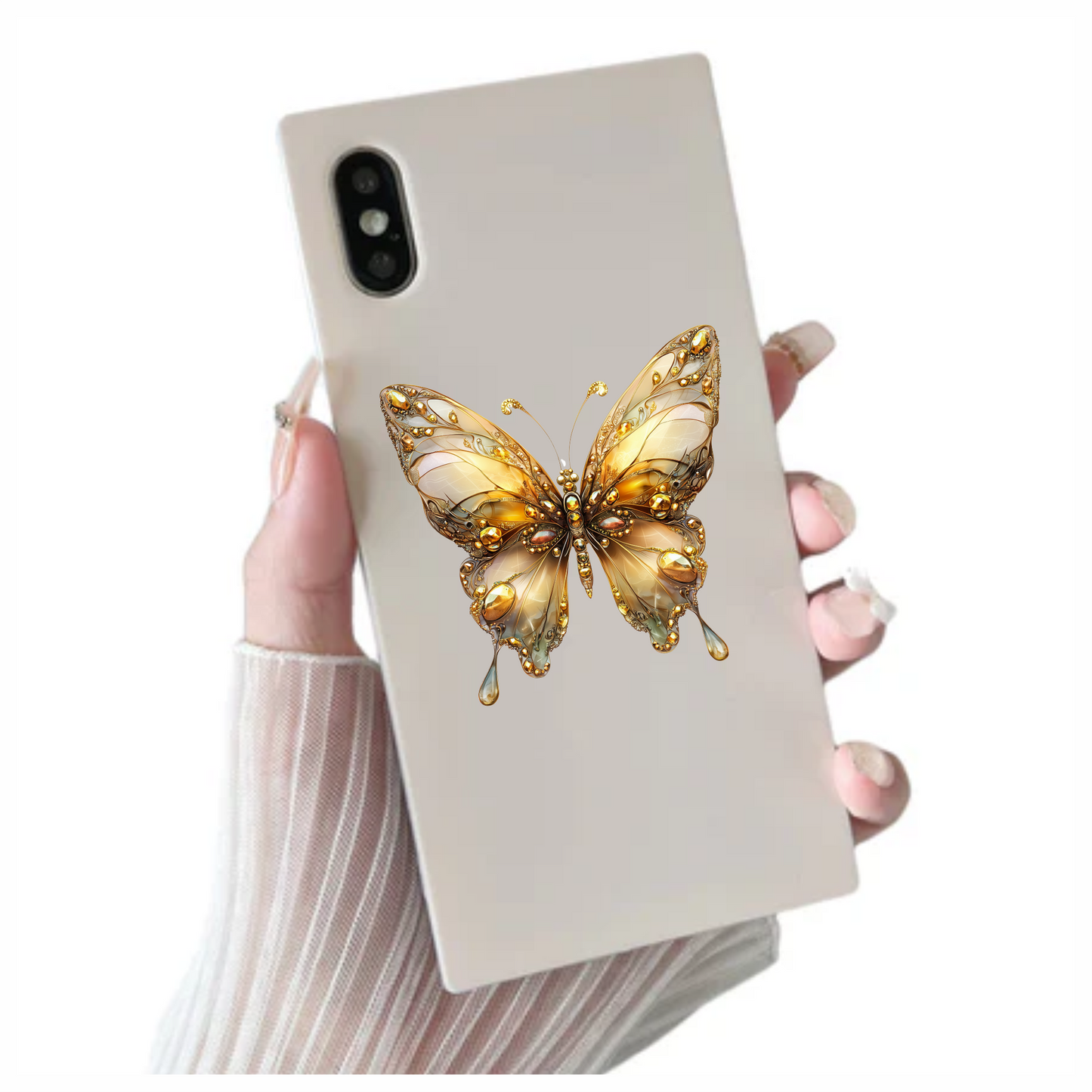 Butterfly Gold Color Insect Detailed Elegant Vinyl Sticker Decal