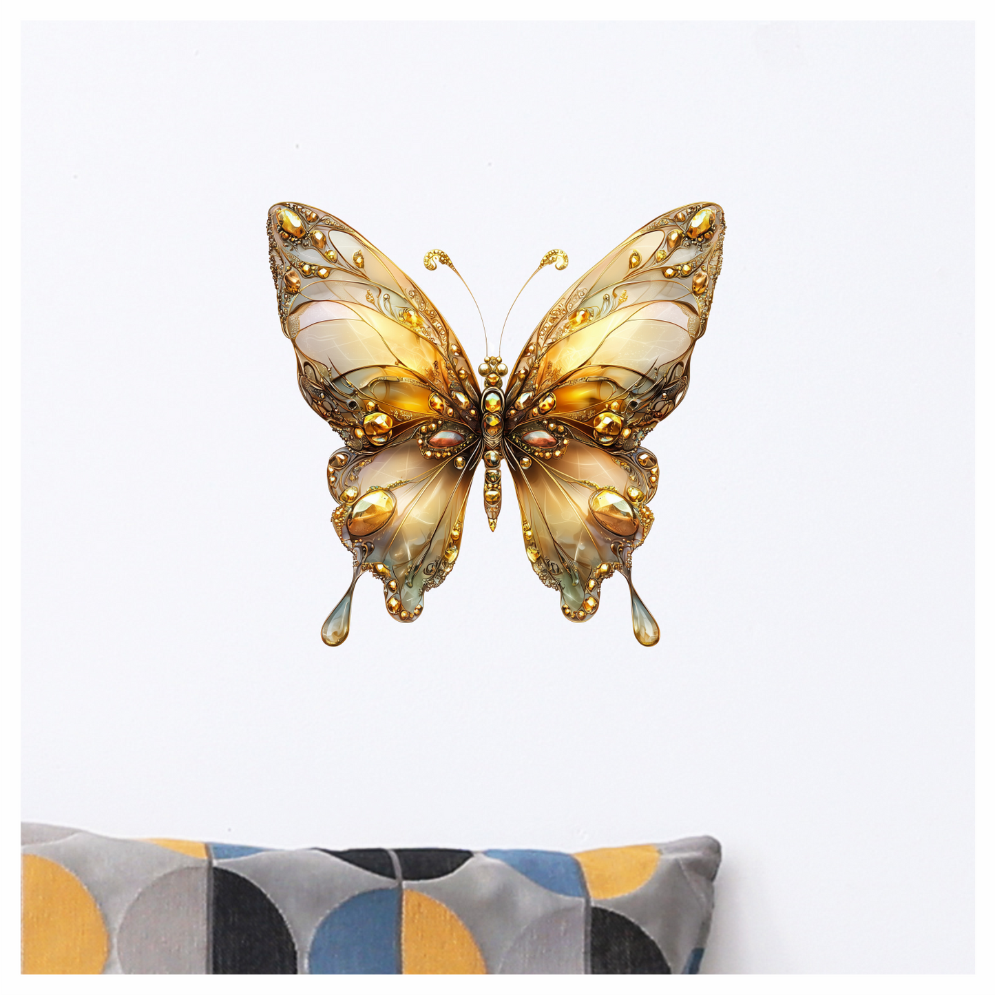 Butterfly Gold Color Insect Detailed Elegant Vinyl Sticker Decal