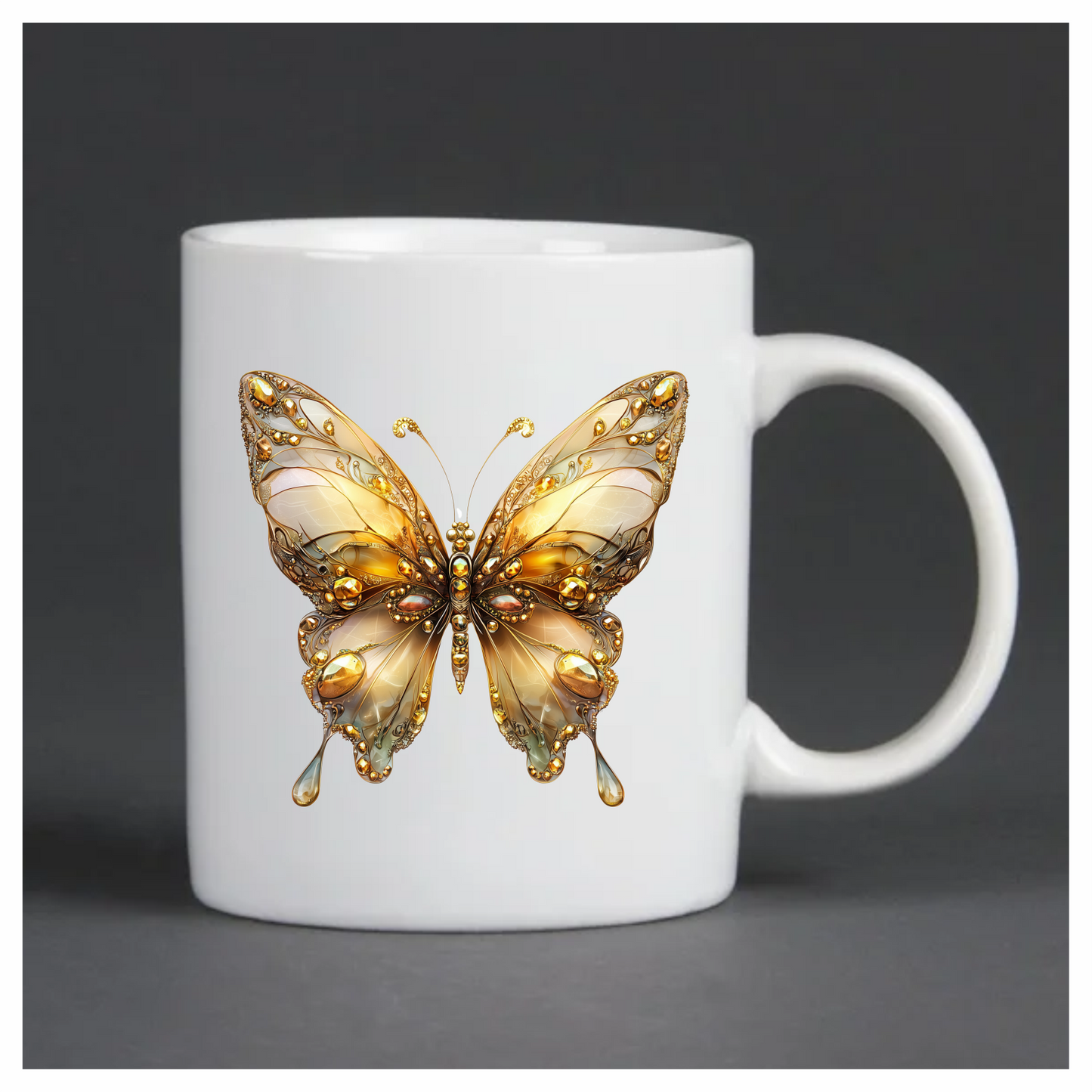 Butterfly Gold Color Insect Detailed Elegant Vinyl Sticker Decal