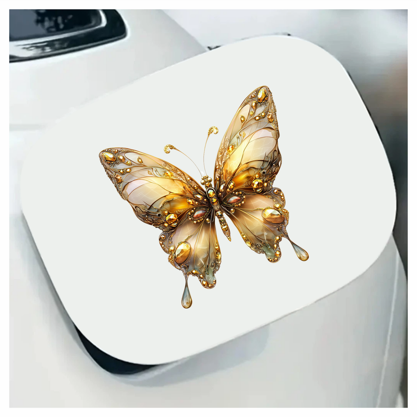 Butterfly Gold Color Insect Detailed Elegant Vinyl Sticker Decal