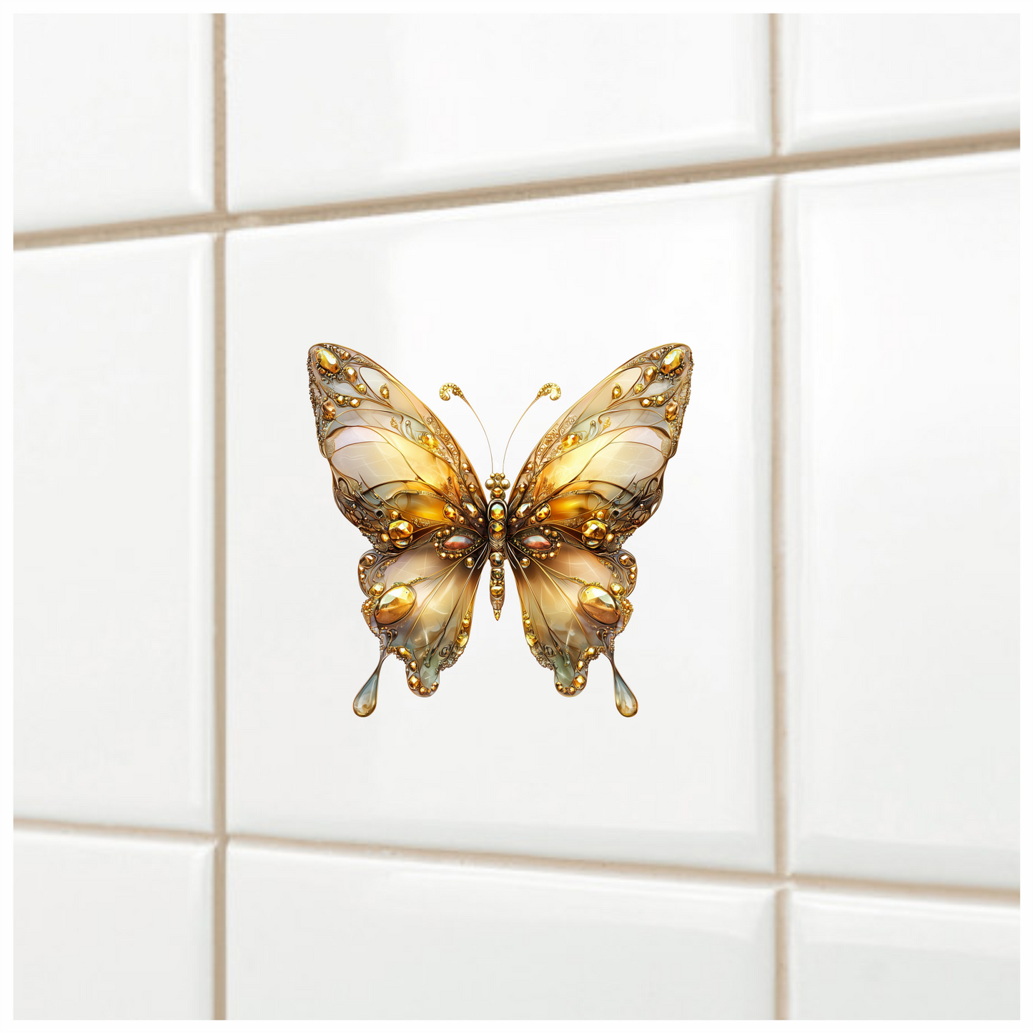 Butterfly Gold Color Insect Detailed Elegant Vinyl Sticker Decal