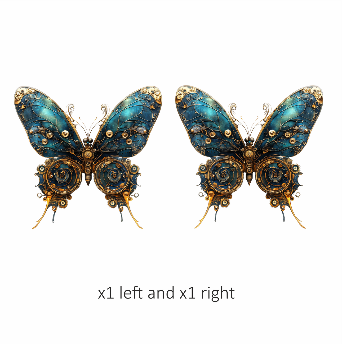 Blue Butterfly Steampunk Gear Design Vinyl Sticker Decal