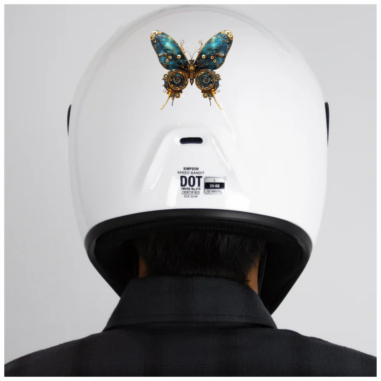 Blue Butterfly Steampunk Gear Design Vinyl Sticker Decal