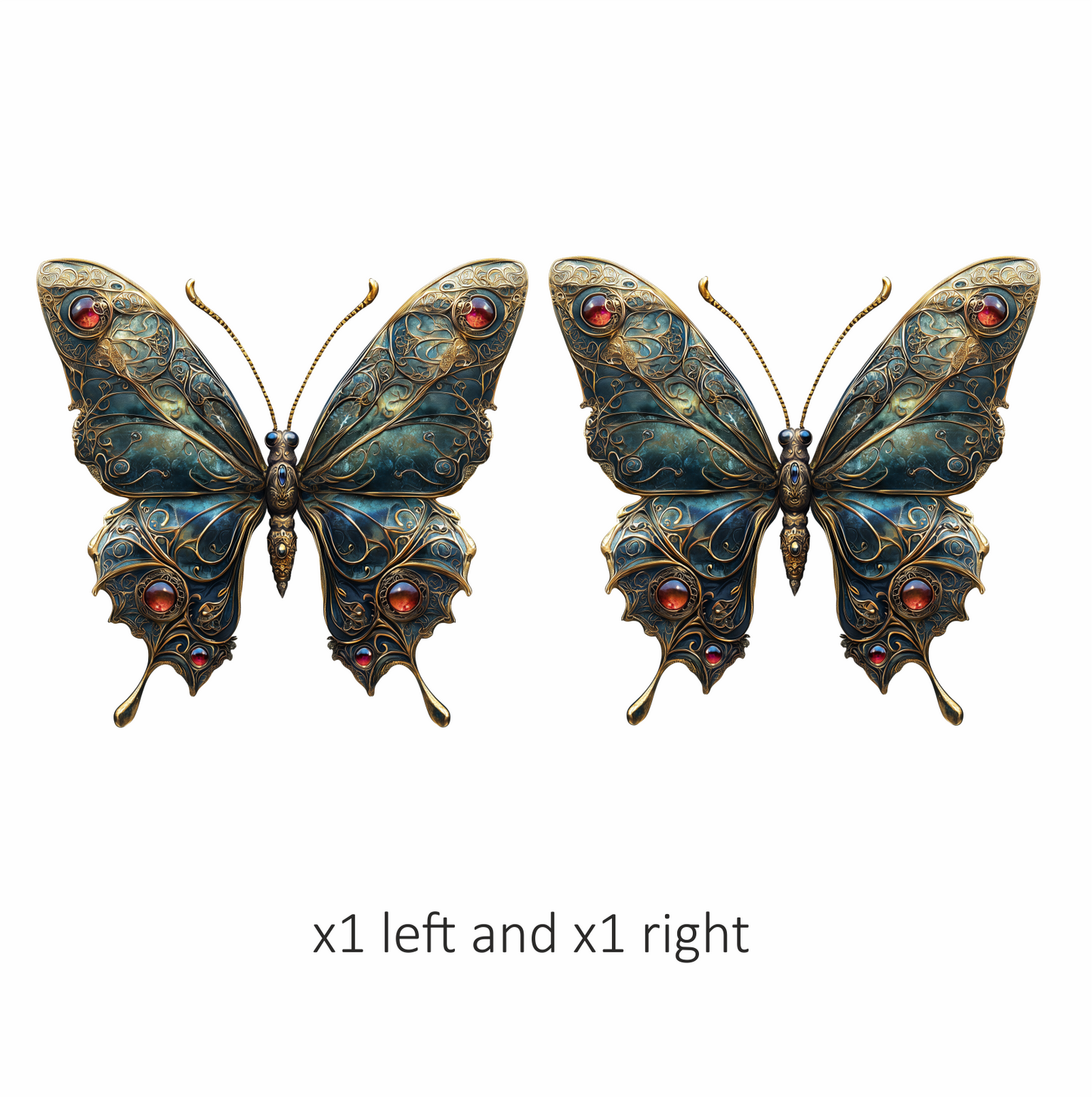 Butterfly Golden Blue Jewel Vinyl Sticker Decal