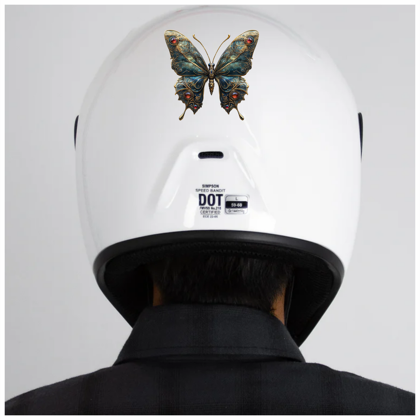 Butterfly Golden Blue Jewel Vinyl Sticker Decal