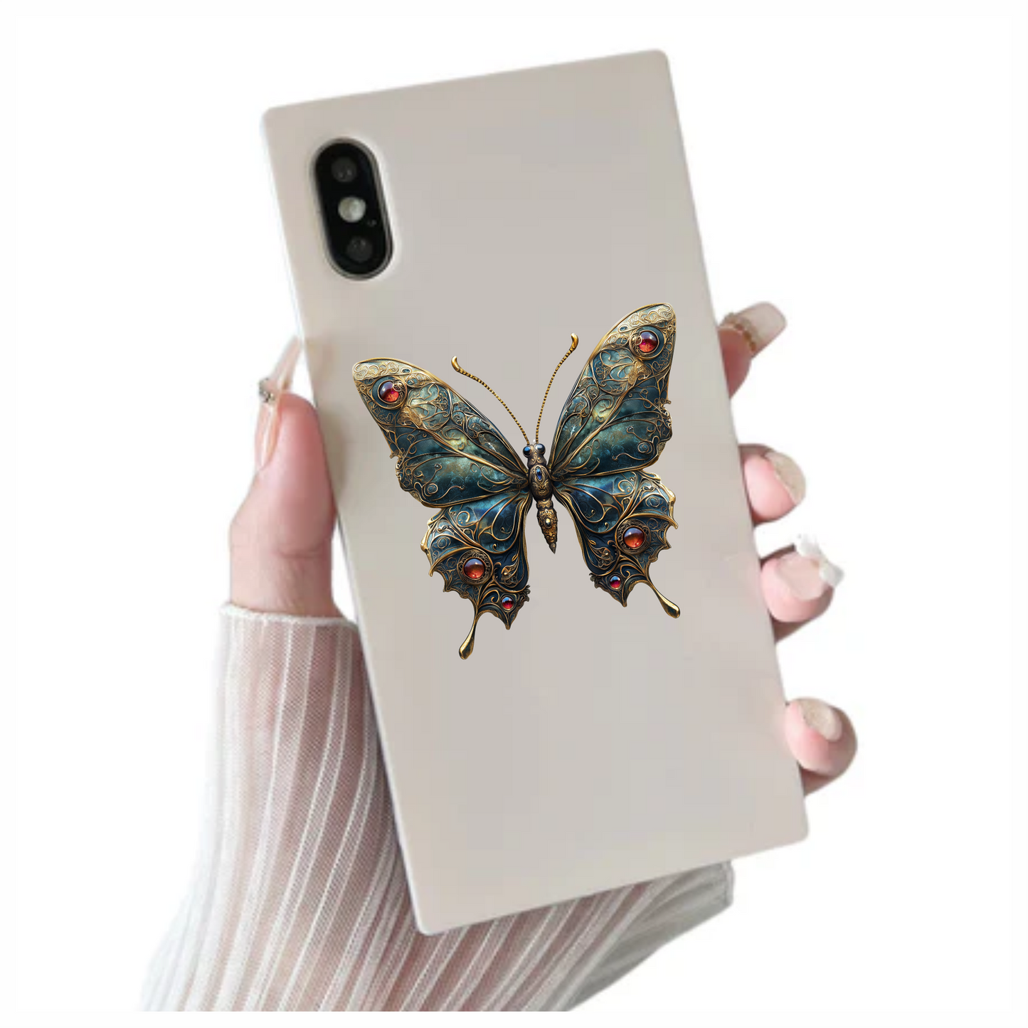 Butterfly Golden Blue Jewel Vinyl Sticker Decal