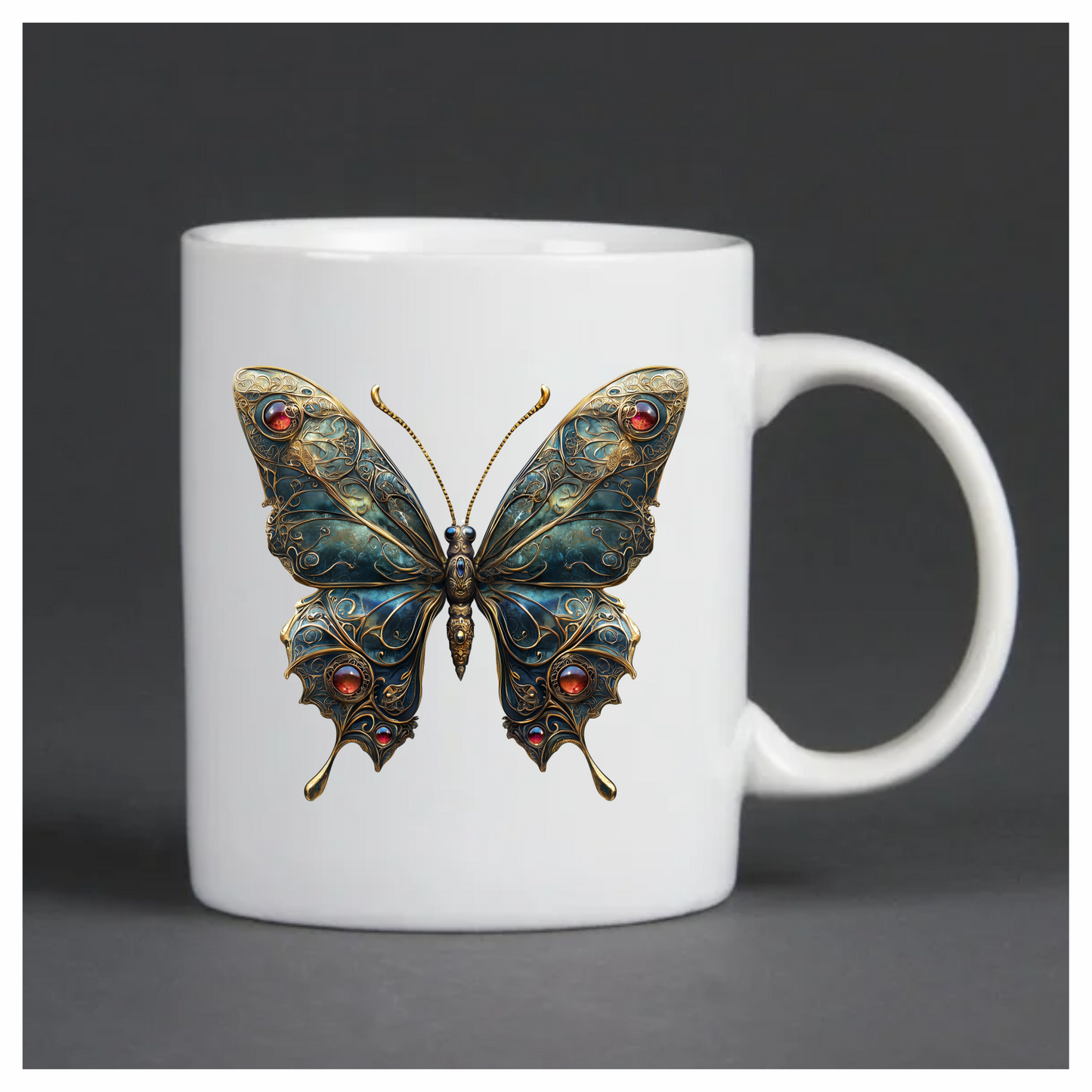 Butterfly Golden Blue Jewel Vinyl Sticker Decal